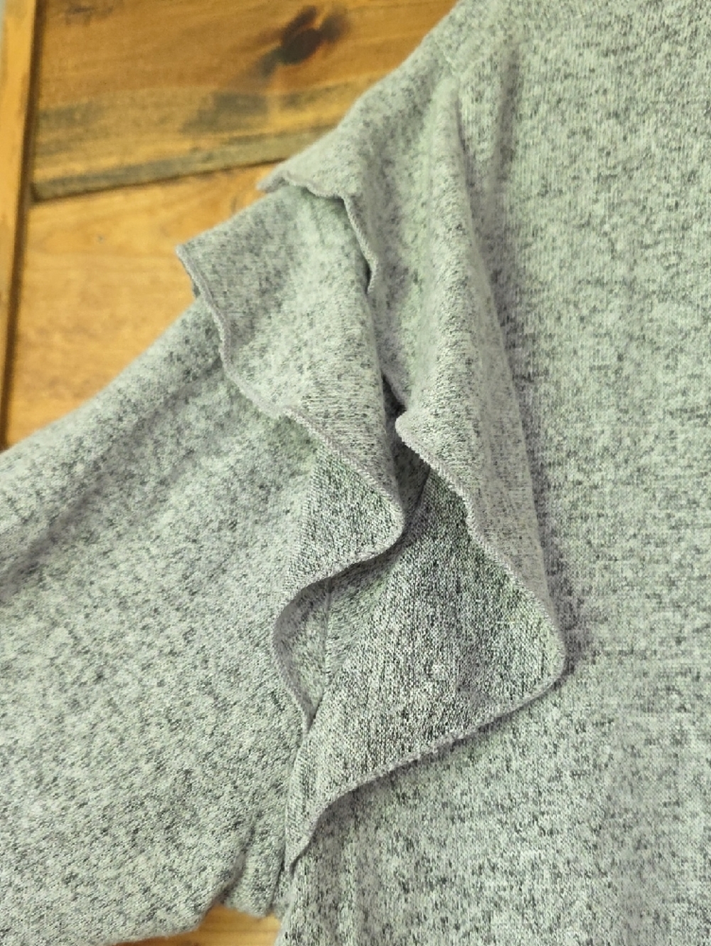 Maurices Gray Open-Front Ruffle-Shoulder Cardigan - Picture 2 of 4